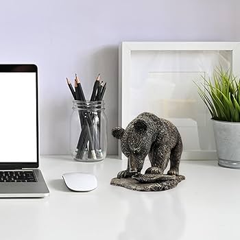 Amazon.co.jp: クロクマの置物 | リアルなクマの彫刻 | 野生動物の熊の